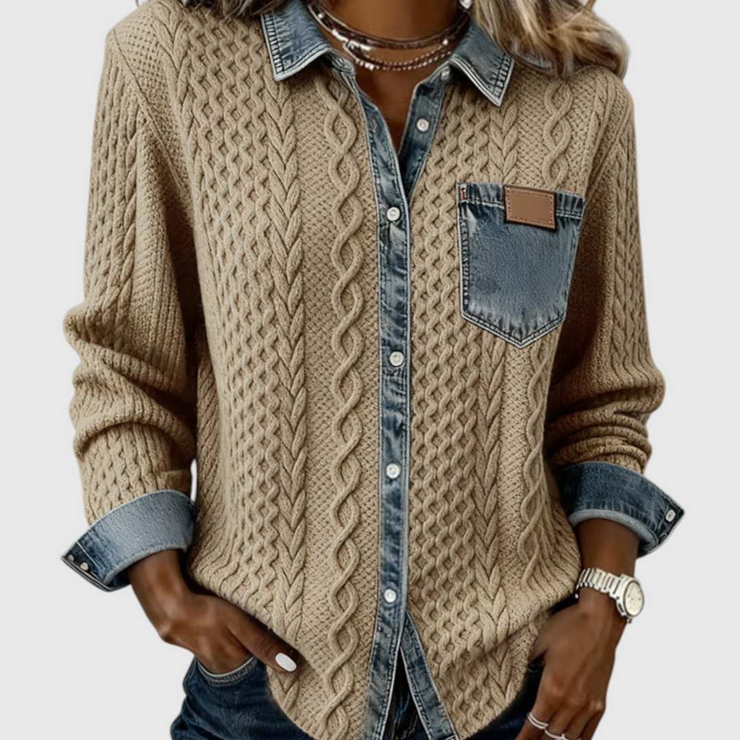 Juliane | Πλεκτό Τζιν Πουλόβερ