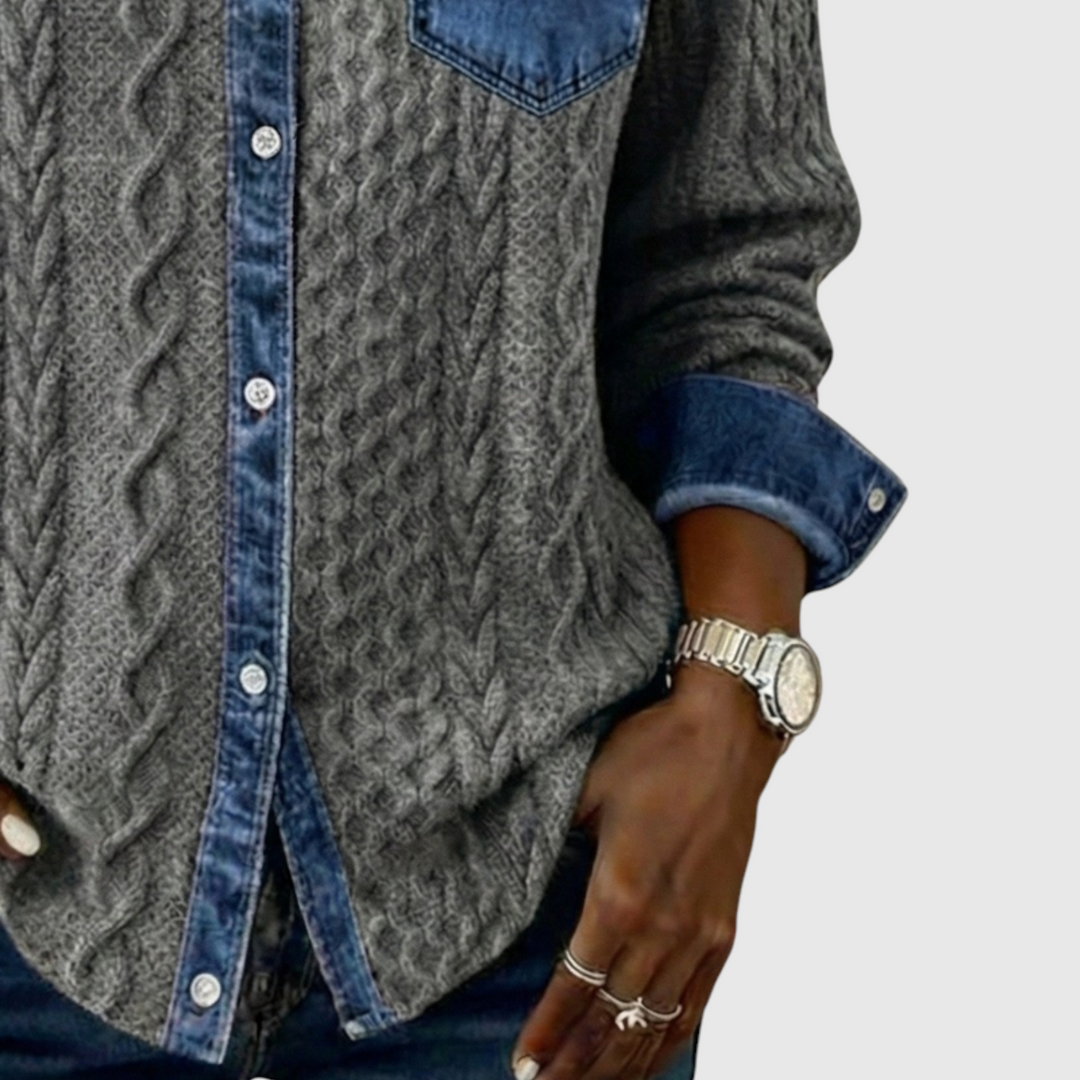 Juliane | Πλεκτό Τζιν Πουλόβερ