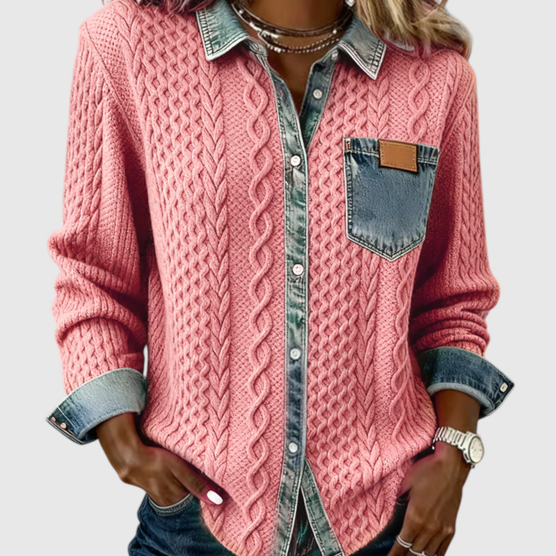 Juliane | Πλεκτό Τζιν Πουλόβερ