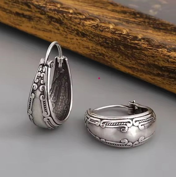 Vintage Mandala Σκουλαρίκια σε Ασημί