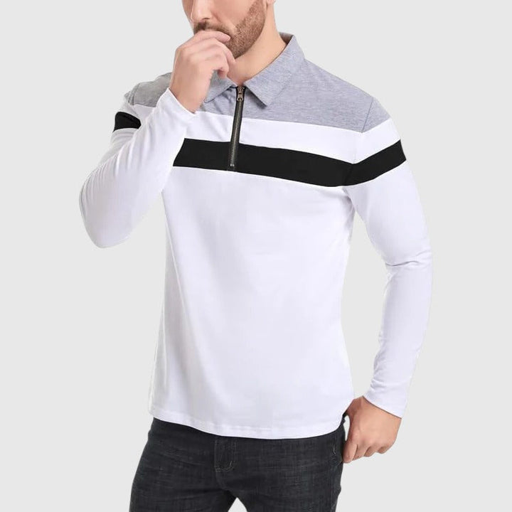 Λιμπουσέ - Κομψό πουλόβερ με φερμουάρ και ρίγες